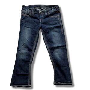 Silver Jeans Co. Bootcut Capri Jeans W29 | Distressed Dark Wash Mid Rise